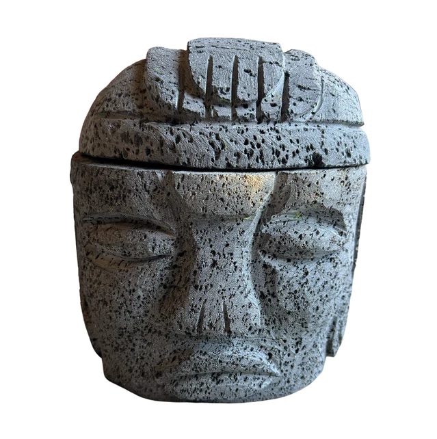 Pre-Hispanic Bundle: Olmeca Head Molcajete 7 Inch and Avocado Shaped Molcajete 11 Inches Hand Crafted