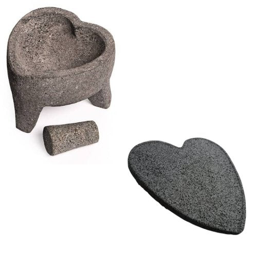 Craft by Order - Romantic Kitchen Duo: 8-Inch Heart Molcajete & Comal Set - CEMCUI