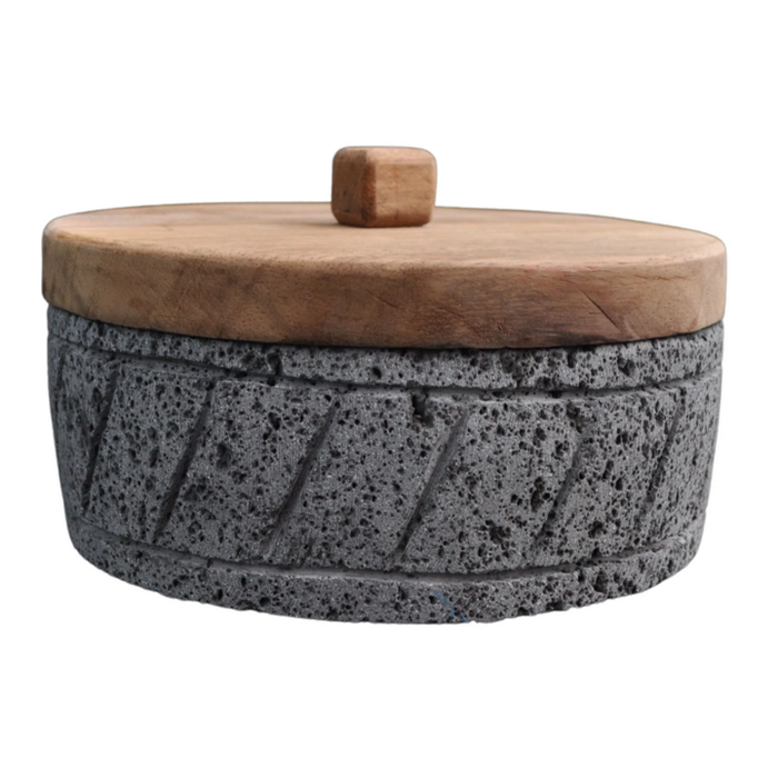Duo Bundle: XICHUA Tortilleros - Two 8-Inch Artisanal Tortilla Warmers with Volcanic Stone Base and Parota Wood Lid