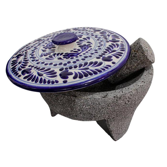 Molcajete Traditional Shape with Talavera Lid 7 inches