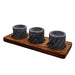 3 Sauce Containers with Wooden Base 3in - CEMCUI