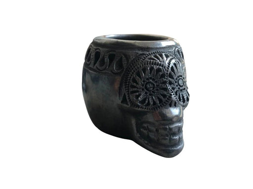 4 Black Clay "Barro Negro" Tequileros Shots in Form of Skull - CEMCUI