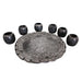 6 Black Clay Shot Glasses with Decorative Tray - CEMCUI