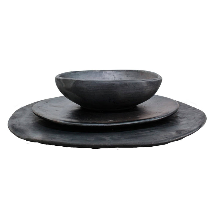 3-piece black clay crockery colour Black