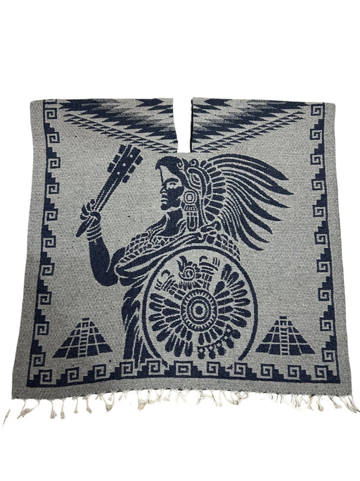 Blue Aztec Warrior Poncho 40x43 Inches (each side) - CEMCUI
