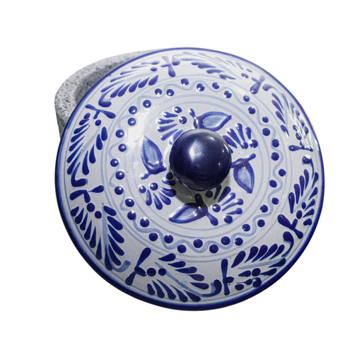 Blue Talavera Lid 8 inches for molcajetes and Tortilleros - CEMCUI
