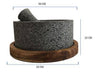 Bundle of 2 Mexican Volcanic Stone Molcajete "Chilmamolli" King 8 Inches With Wooden Base - CEMCUI