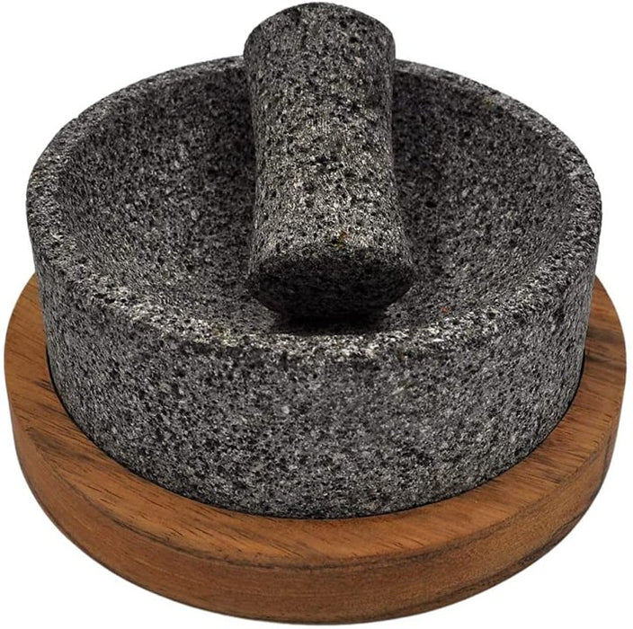 Bundle of 2 Volcanic Stone Molcajete "Chilmamolli" 6.2 inches in diameter - 10 oz - CEMCUI