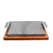 Comal Grill and Serve - 7.9 x 11.8 Inches Volcanic Stone with Stainless Steel Handle Includes Wooden Base - CEMCUI