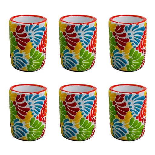 Craft by Order - Beautiful Set of 6 Tequileros Colores made of Talavera beautiful handpainted - CEMCUI