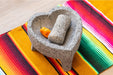 Craft by Order - Mexican Handmade Heart Shape Molcajete with three legs 8 in Volcanic Stone - CEMCUI