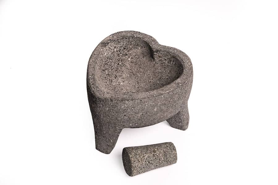 Craft by Order - Mexican Handmade Heart Shape Molcajete with three legs 8 in Volcanic Stone - CEMCUI