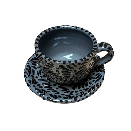Craft by Order Set of 2 Beautiful Black Talavera Mug and Plate - CEMCUI