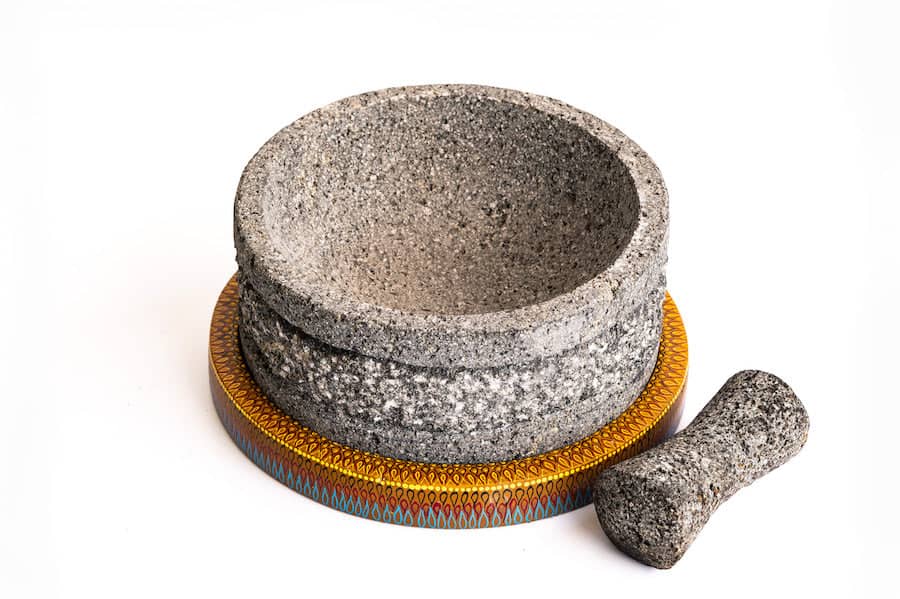 Craft by Order - Yolia 8 Inch Molcajete with Alebrije hand made painted base - Special Edition - CEMCUI