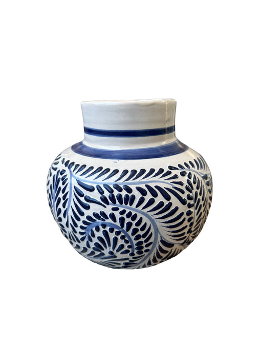 Dalia Authentic Puebla Talavera Flower Pot - 8-inch Tall, 8.5-inch Wide Handcrafted Ceramic Beauty with Unique Design - CEMCUI