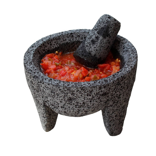  CEMCUI Molcajete mexicano grande de 12 pulgadas, 1 galón de  salsa hecha de piedra volcánica, mortero grande y mortero : Hogar y Cocina