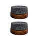 Elegant Set of two "Salsero" Salsa Recipient of 4 oz Each made of Volcanic Stone and Wooden Base - CEMCUI