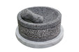 Mexican Molcajete Yolia made of Volcanic stone with White Marble Base - CEMCUI