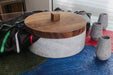 Mexican Tortillero Made of White Marble Base and Parota Wood 8 inches inside diameter - CEMCUI