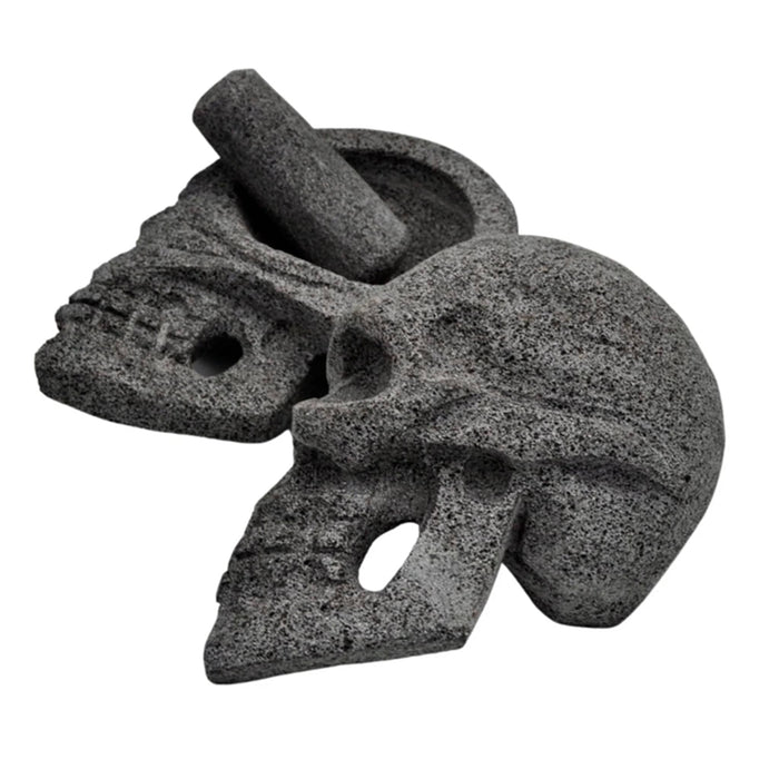 Molcajete "Double" Skull Shape 4 Inches Volcanic Stone - CEMCUI