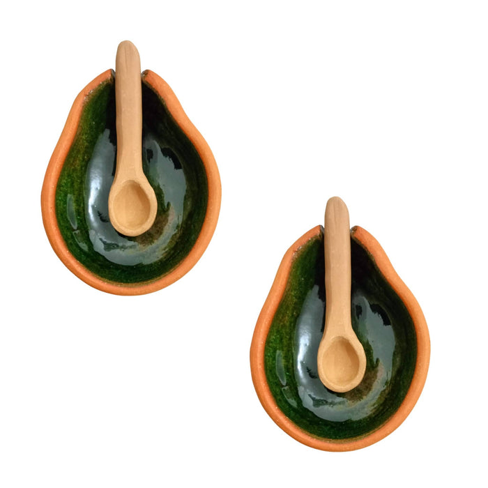 *NEW* Set of 4 Oaxacan Avocado Fiesta Salseros - Authentic High-Temperature Ceramic Clay Salsa Bowls 🥑🎊 - CEMCUI