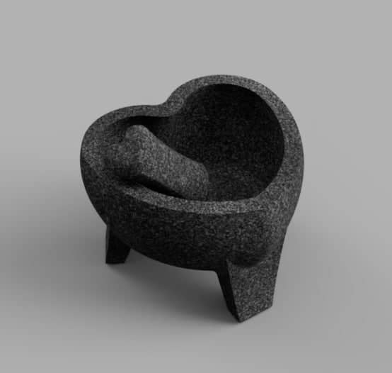 Craft by Order - Mexican Molcajete Heart 8 inches with Parota wood Lid and Volcanic Stone