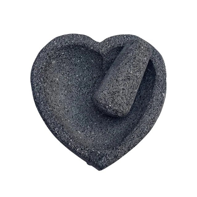 Romantic Bundle: Heart Shape Molcajete 6" and 8" Volcanic Stone