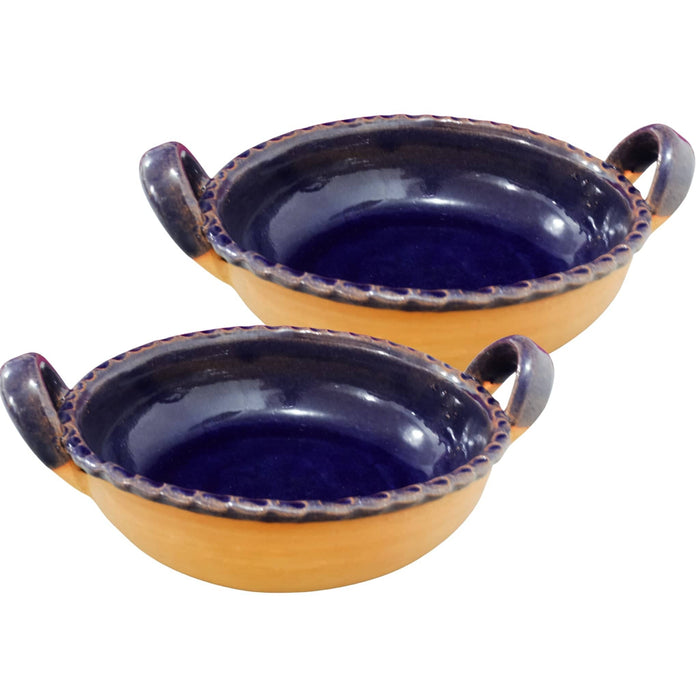 Rustic Pair of Clay Cazuelas - Authentic Mexican Cookware for Homestyle Dishes