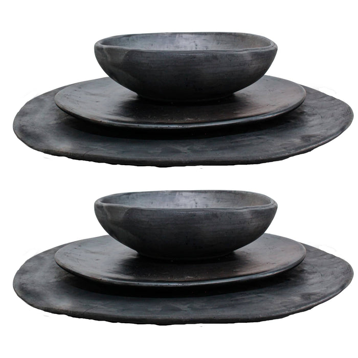 Set of 2, 3-piece black clay crockery colour Black - CEMCUI
