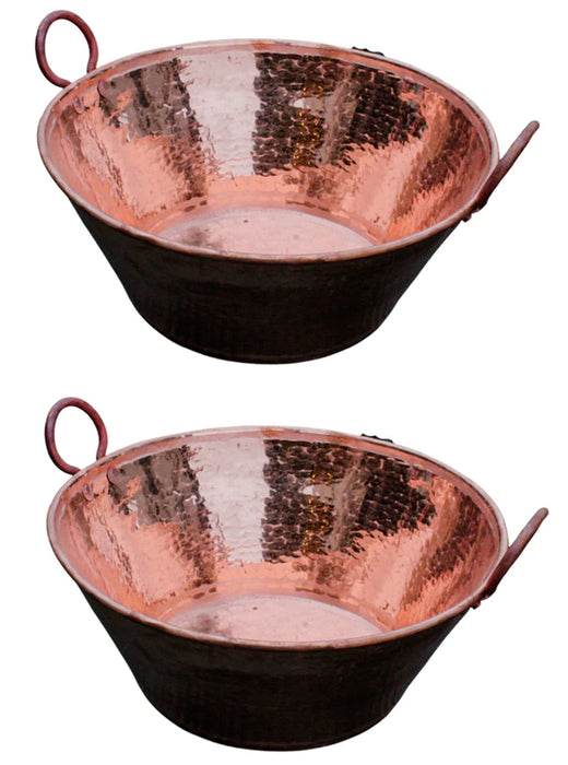 Craft by Order - Set of 2 Handmade Hammered Copper Pots  "Cobre Martillado"  from Santa Maria del Cobre - 9 Liters each (2.4 Gallons) Copper Cazos