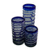 Set of 3 Hand Blown Glass Cups with Blue Lines - CEMCUI