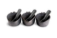 Set of 3 Salseras of Black Clay with Barro Black Clay Spoons - CEMCUI