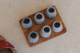 Set of 6 Tequila Shots made of Volcanic Stone with Wooden Base - CEMCUI