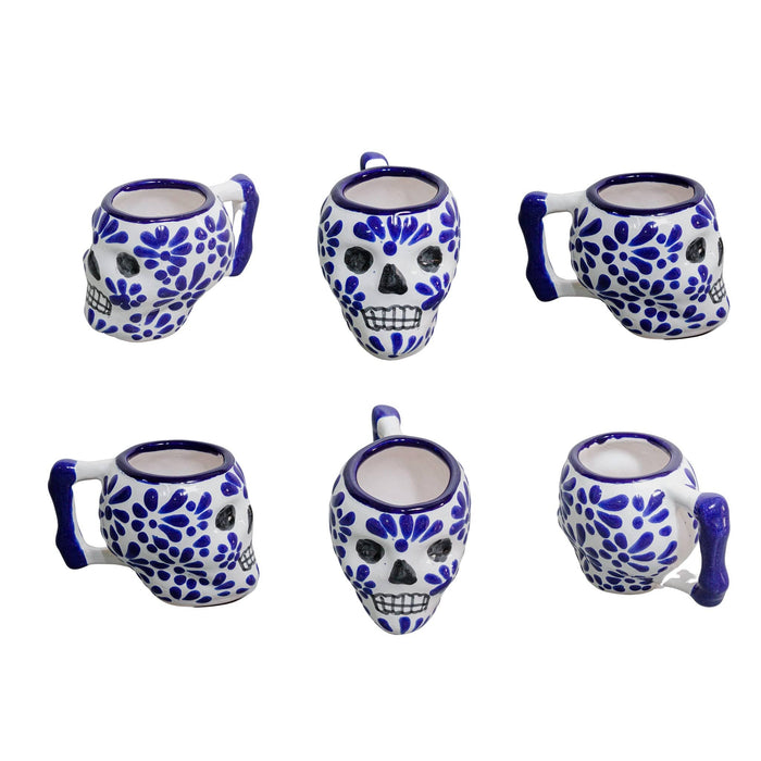 Set of 6 Tequila Skull Shots made of talavera for 2 ounces - CEMCUI