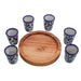 Set of 6 Tequileros "Talavera" with wooden base - CEMCUI
