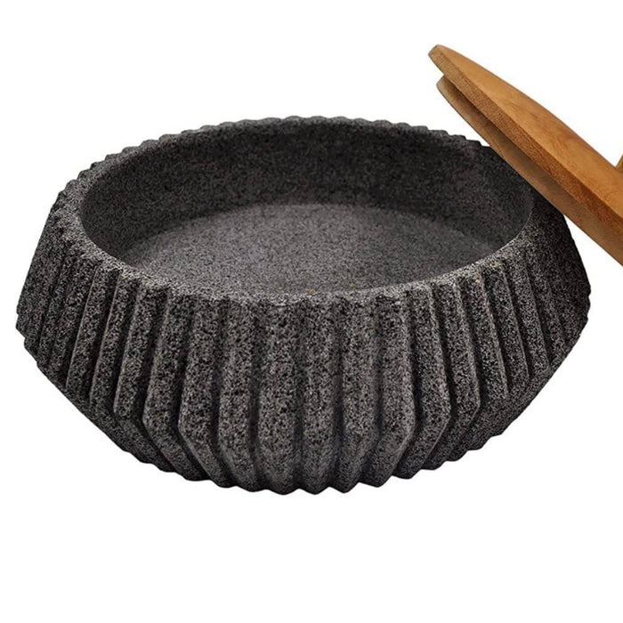 Tortillero Tlachichi 7.9 Inches in Diameter made of volcanic stone with wooden Lid, Tortillera warmer - CEMCUI