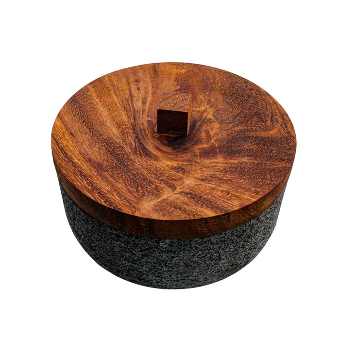 Tortillero "Tlaxcalli" 8 Inches Volcanic Stone and wooden lid - CEMCUI