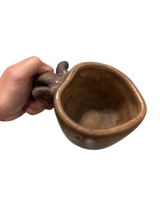 Two Brown Handcrafted Oaxacan Clay Heart-Shaped Cup Set Ideal for Coffe or Tea - 10 Oz, heart mug - CEMCUI