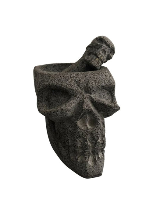Volcanic Stone Molcajete "Craneo" with skull shaped tejotote 6.3 inches - CEMCUI