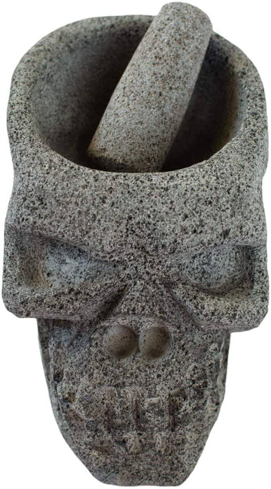 Volcanic Stone Molcajete "Cuaomi" Skull Shaped 4 Inches, Craneo - CEMCUI