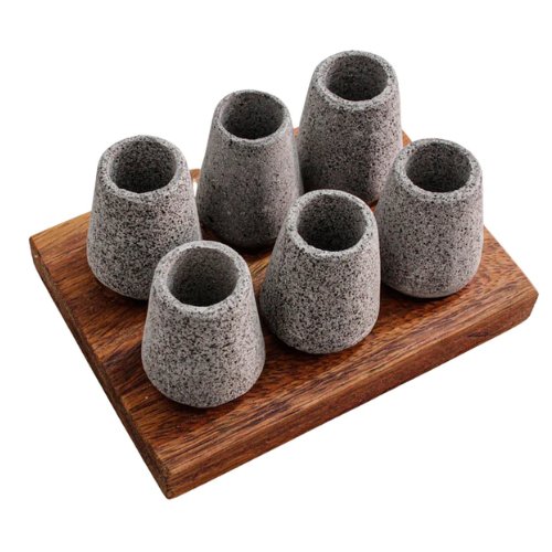 Volcanic Stone Tequila Shots 6 and 3 set Bundle (Includes Wooden Base) - CEMCUI