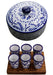 Volcanic Stone Tortillero Teotl with Talavera Lid and 6 Set of Talavera Shots with Wooden Base - CEMCUI